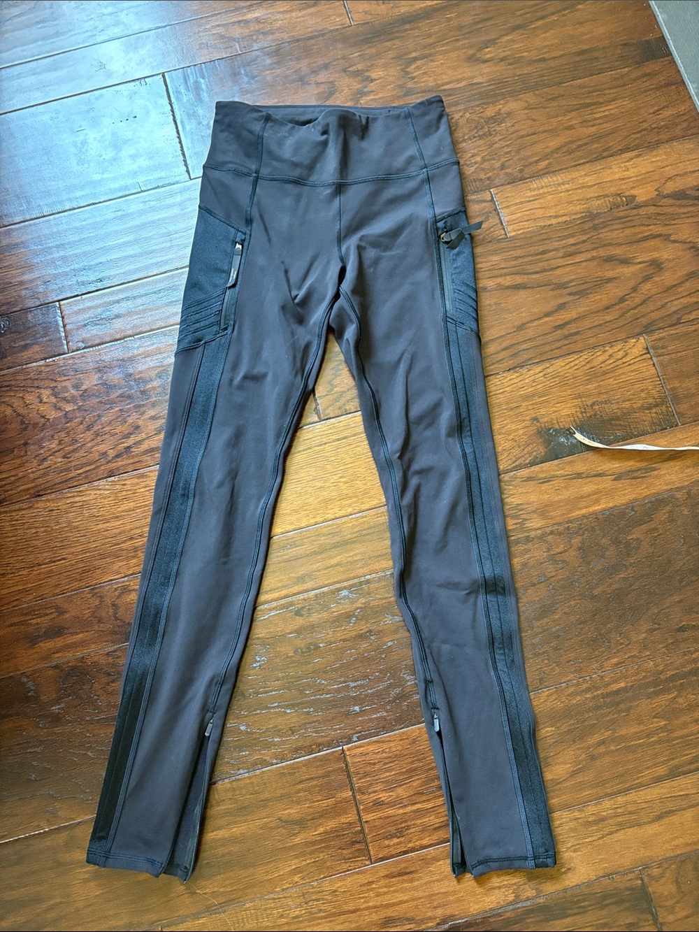 Athleta Black High-Rise Performance Leggings with Side Zips fleece size S